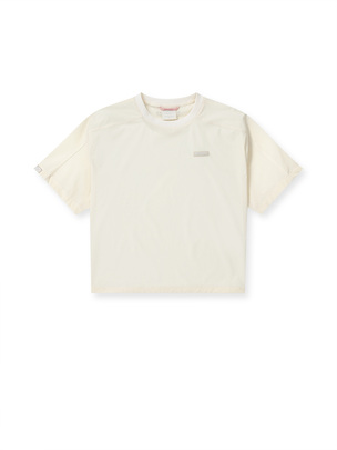 [WMS] Women`s Crop Woven T-Shirts Ivory