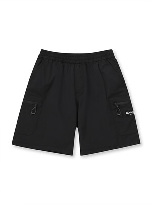 [KIDS] Woven Side Pocket Haif Pants Black