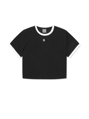 [WMS] Crop Ringer T-Shirts Black