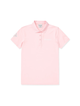 [WMS] Sleeve Logo Collar T-Shirts L.Peach