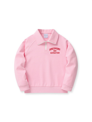 [KIDS] Varsity Training Half Zip-Up Sweatshirt Pink Pink