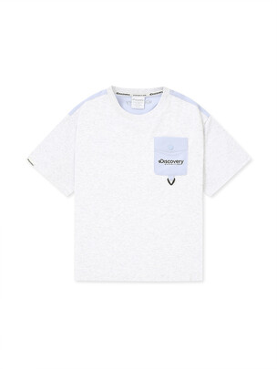 [KIDS] Woven Hybrid Cool T-Shirt L.Melange Grey