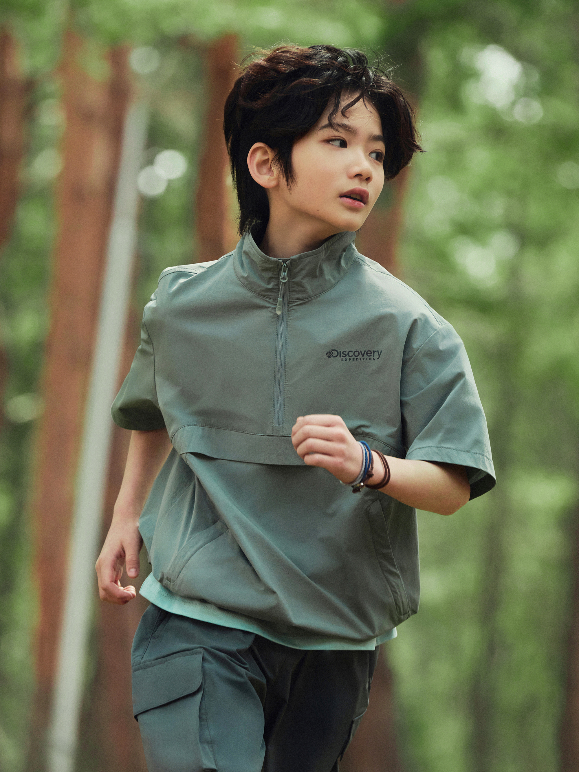 Kids Freshvent Light Woven Highneck Traning Short Sleeve Anorak