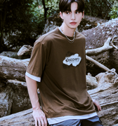 FRESHVENT Washed Splashed Graphic Short Sleeve T-shirt