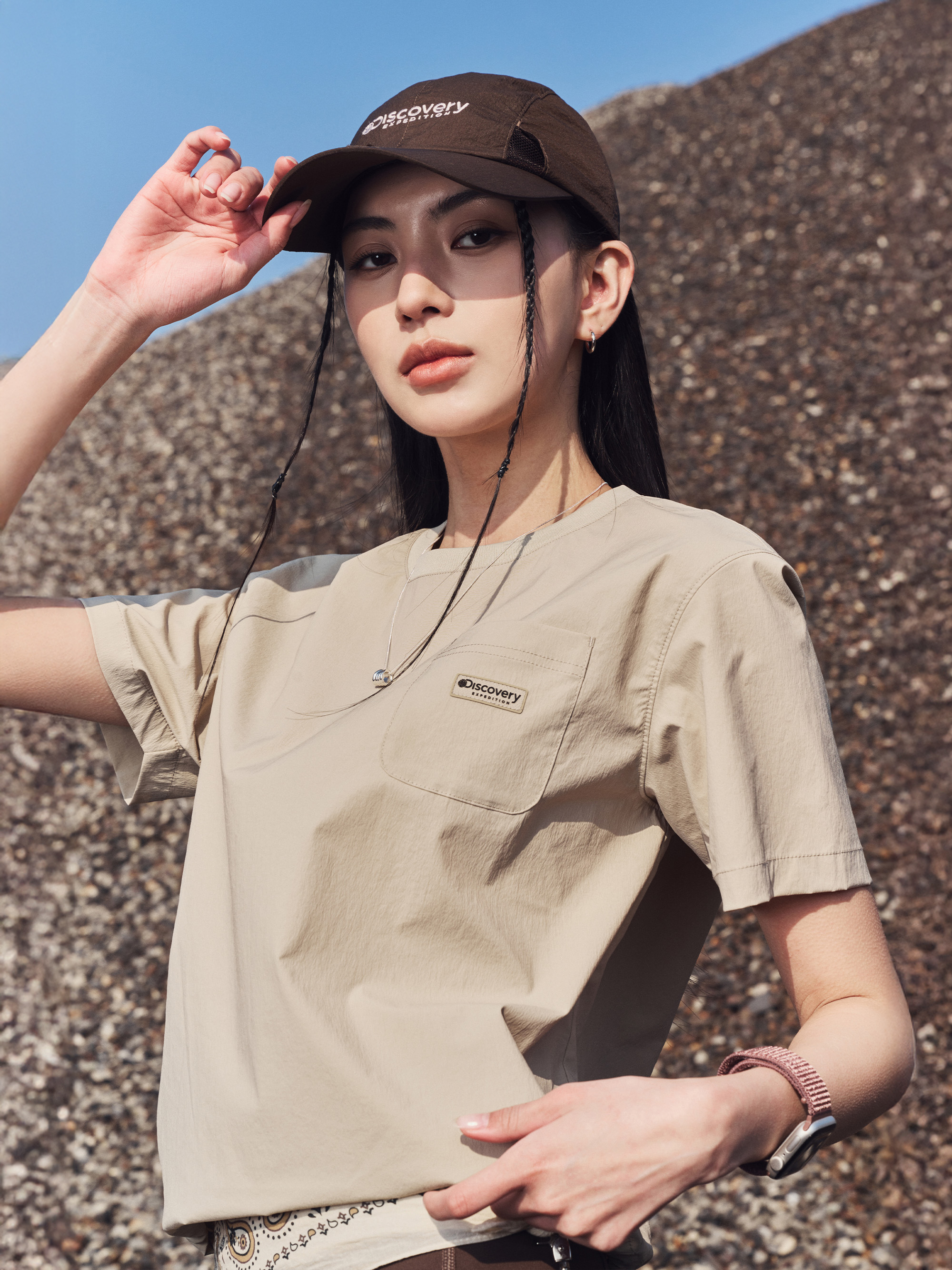 W's Freshvent Pocket Woven Short-Sleeve T-shirt