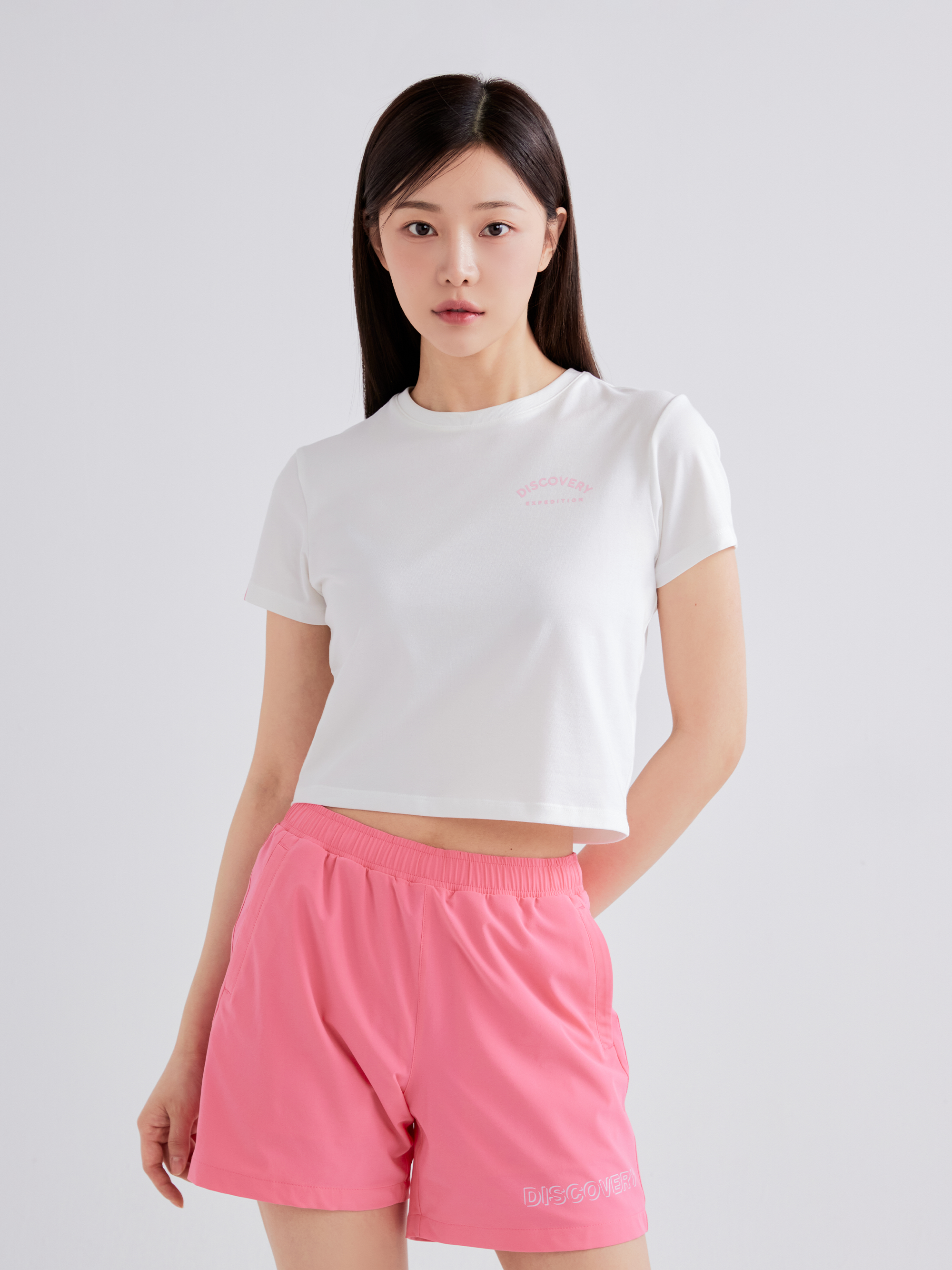 Women's Slim Fit Cropped Shorts Sleeve T-shirt