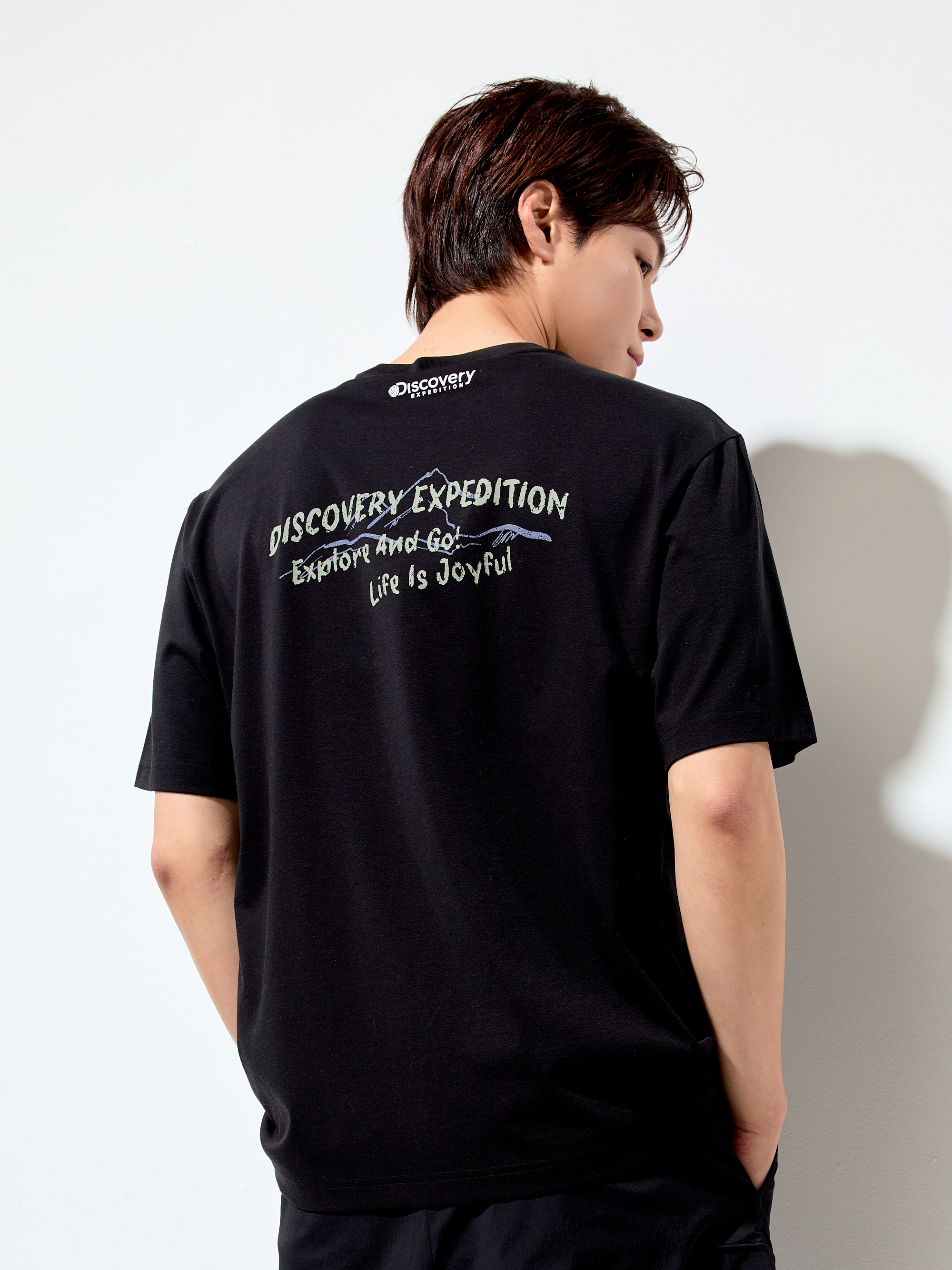 Freshvent Washed Mountain Hand-drawn Graphic Short-sleeve T-shirt