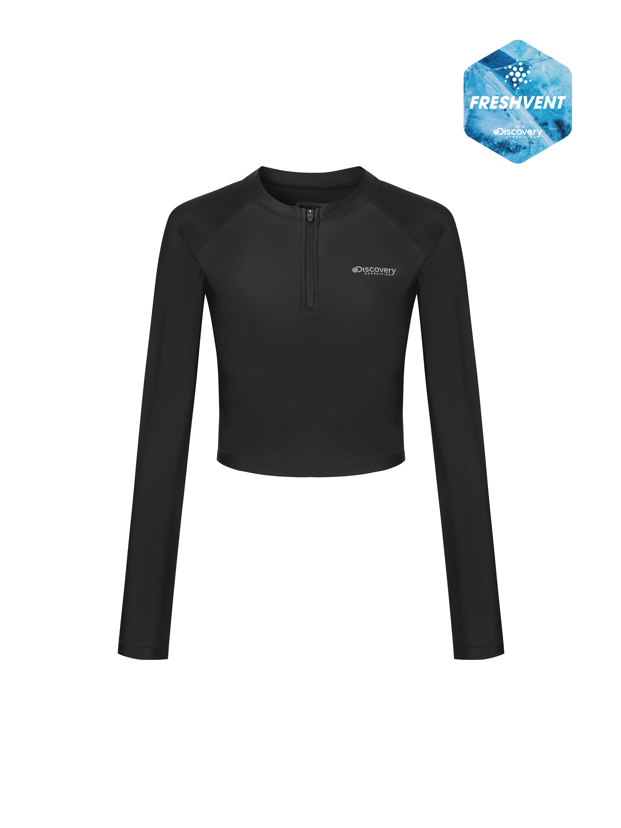 Freshvent Women's Essential Half Zip-up Crop Rashguard