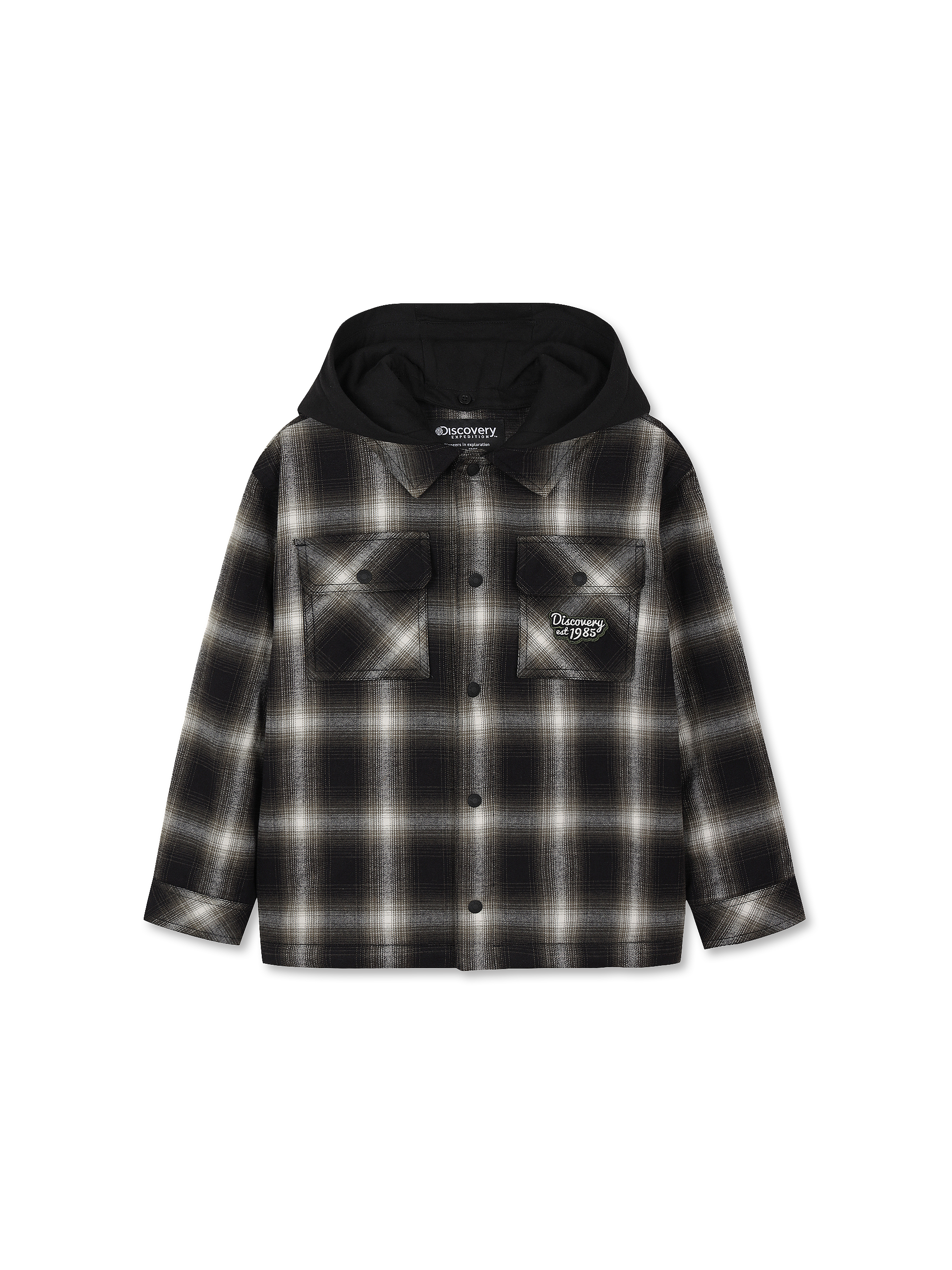 Kids' Detachable Hood Check Shacket