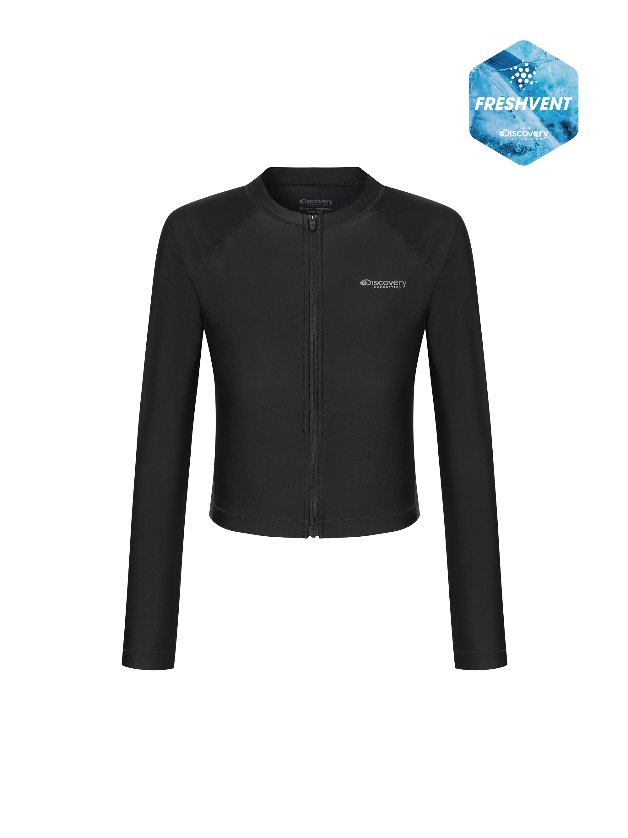 Freshvent Women's Essential Full Zip-up Semi Crop Rashguard
