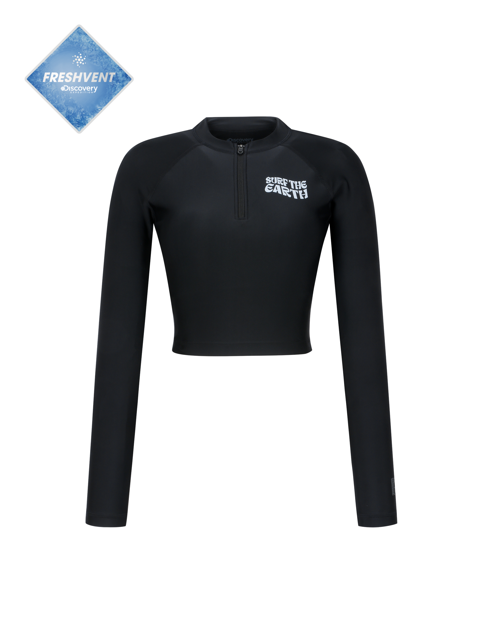 Freshvent Women's Hot Summer Half Zipup Crop Rash Guard