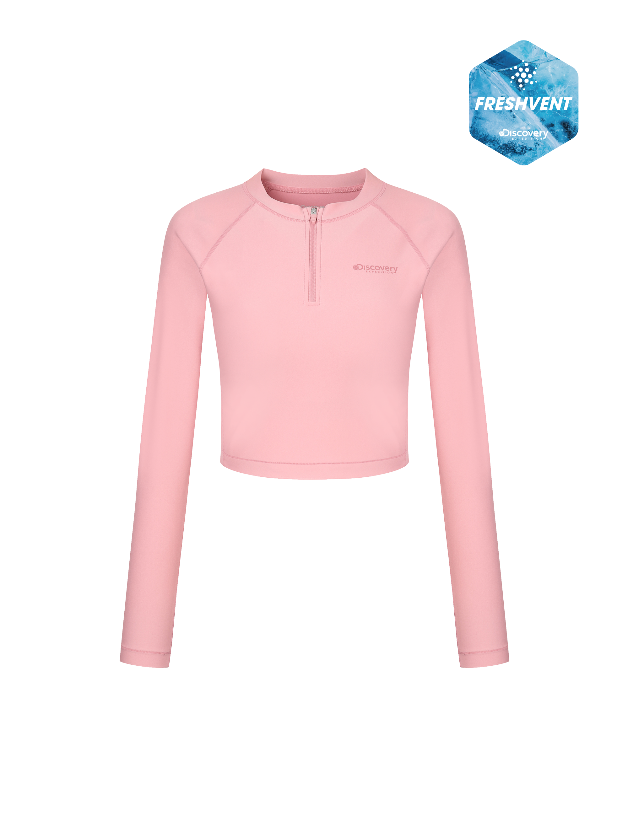 Freshvent Women's Essential Half Zip-up Crop Rashguard