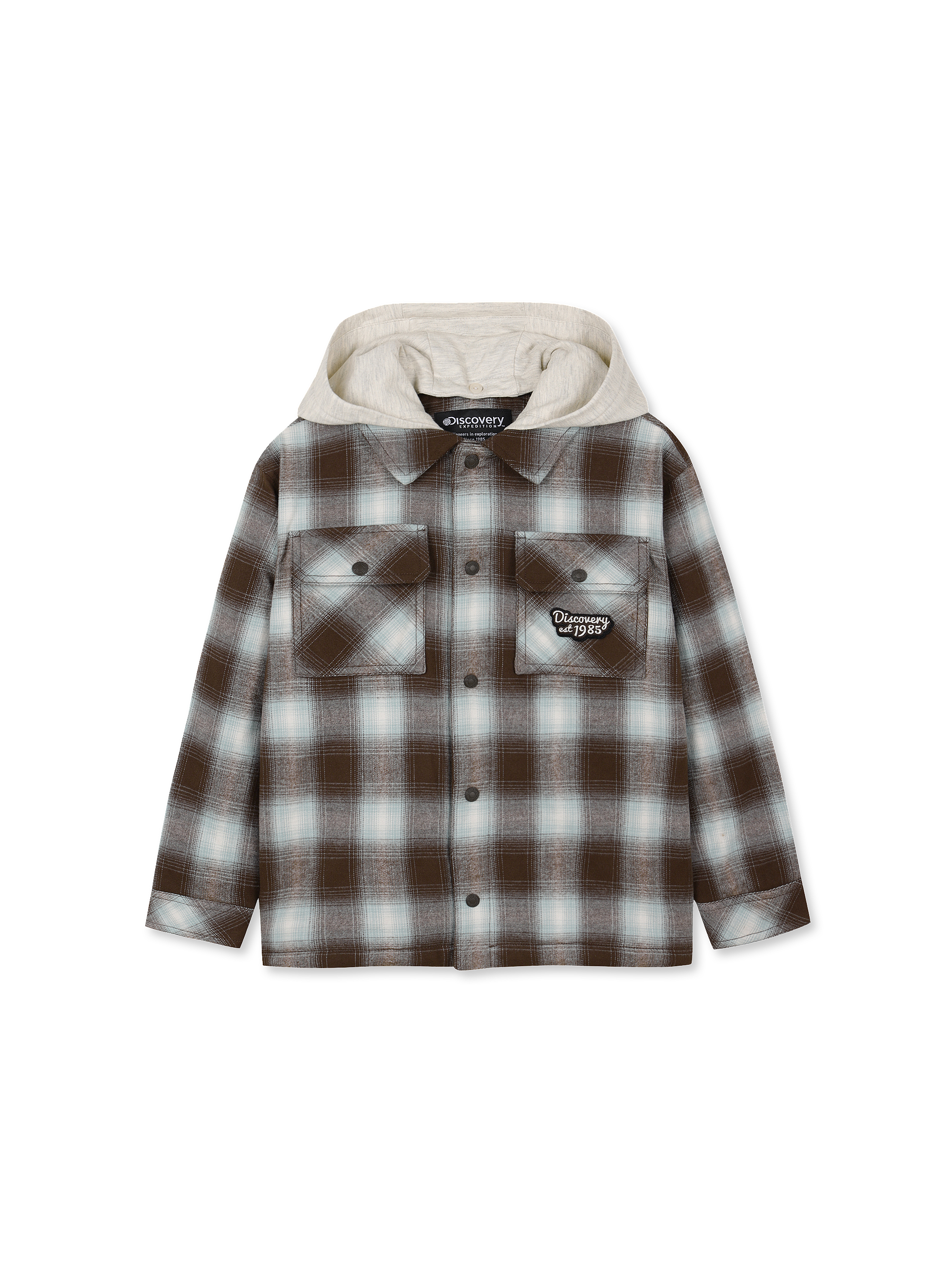 Kids' Detachable Hood Check Shacket