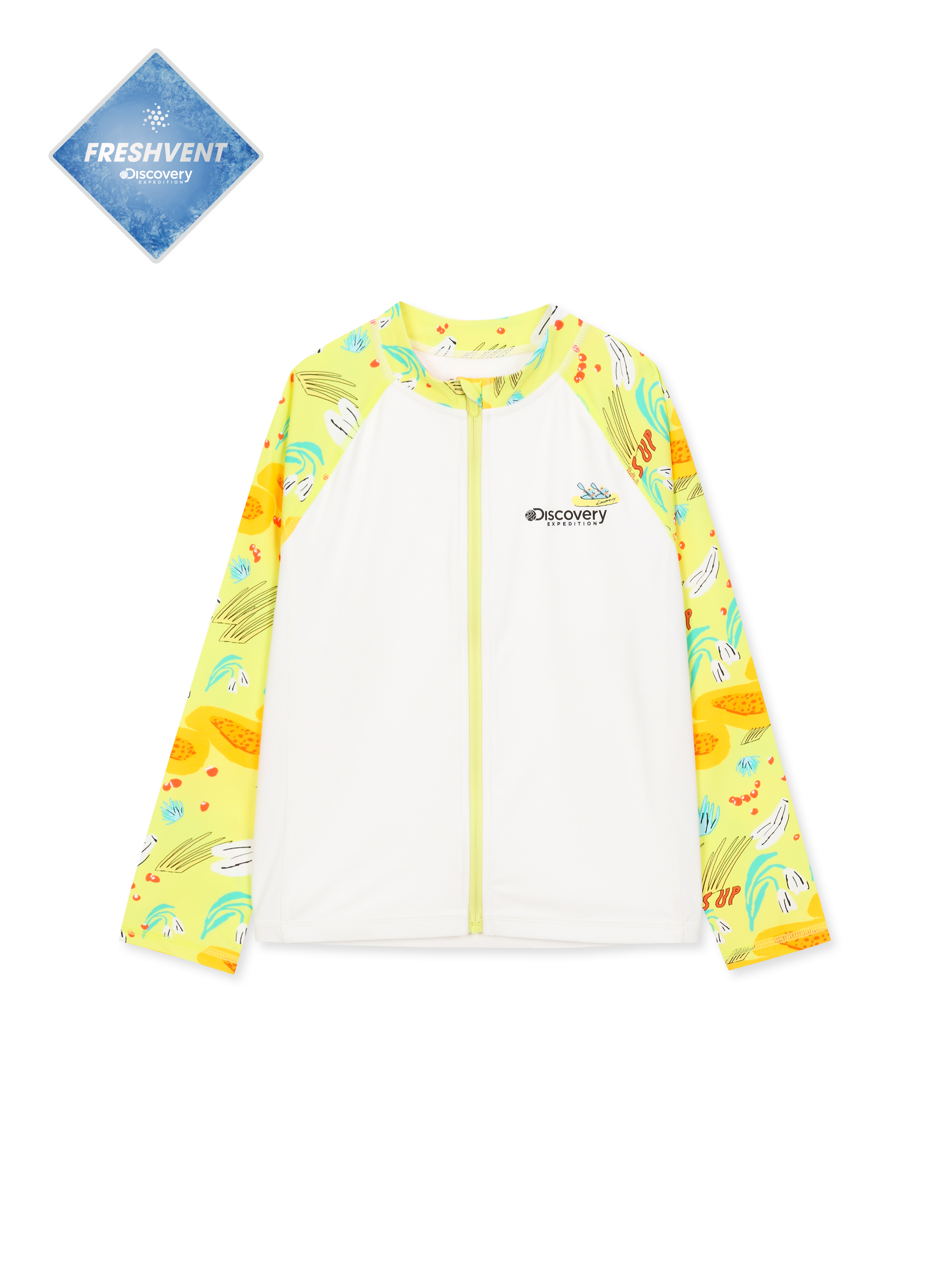 Kids Freshvent Avant Collaboration Pattern Pattern Zip -Up Rash Guard