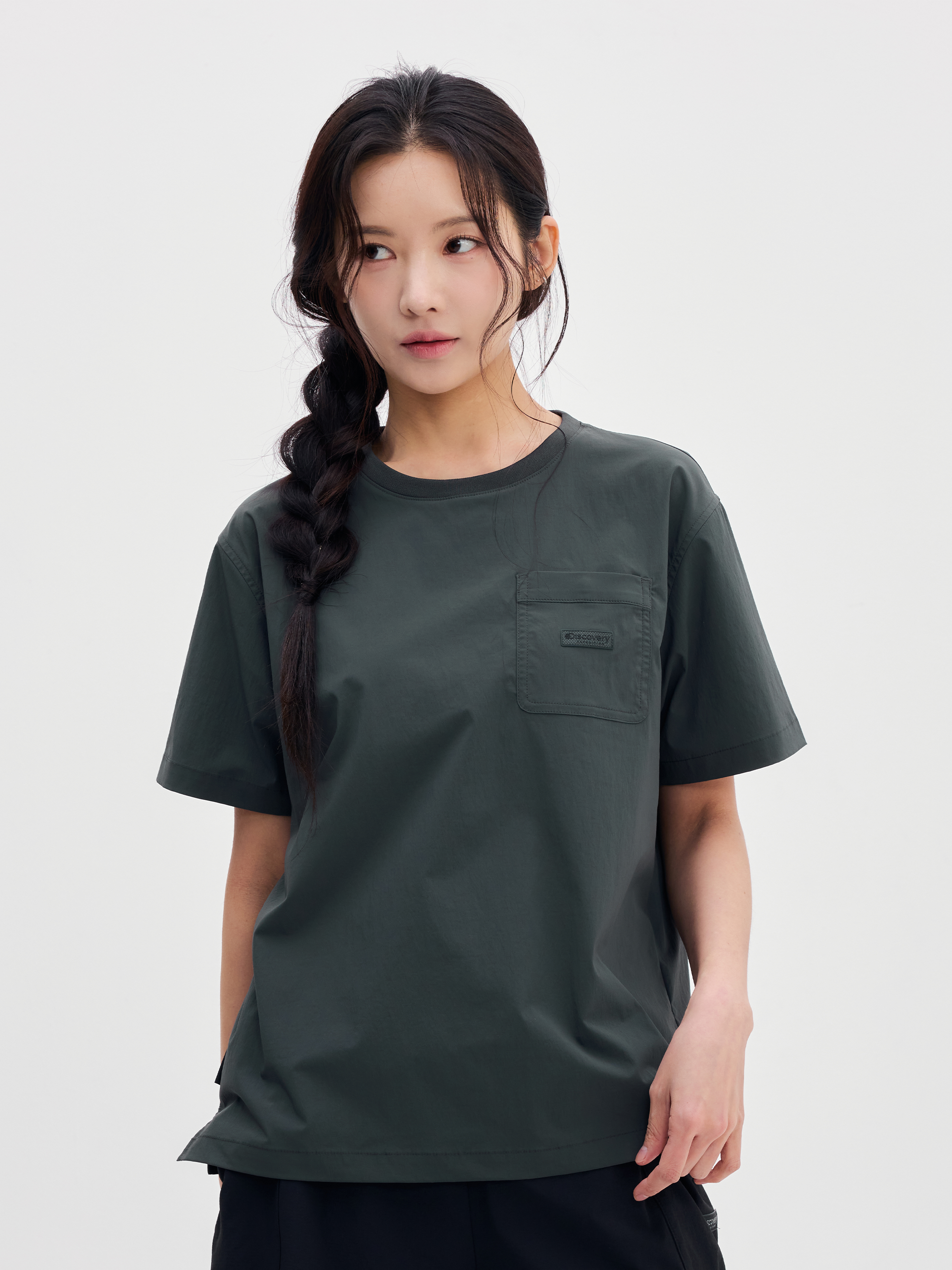 Women's Freshvent Woven Chest Pocket Shorts Sleeve T-shirt