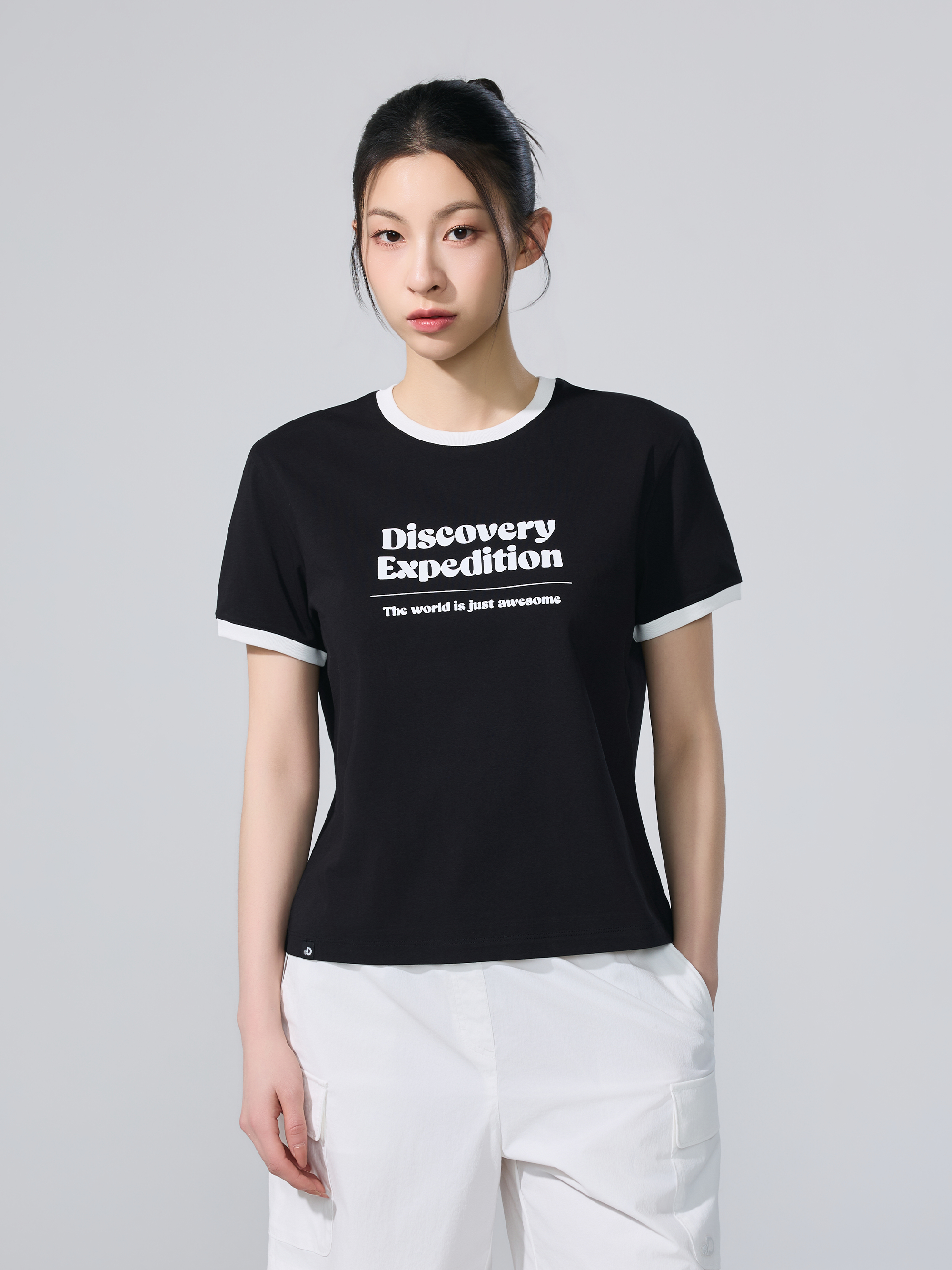 W's Freshvent Lettering Semi-Cropped Ringer T-shirt