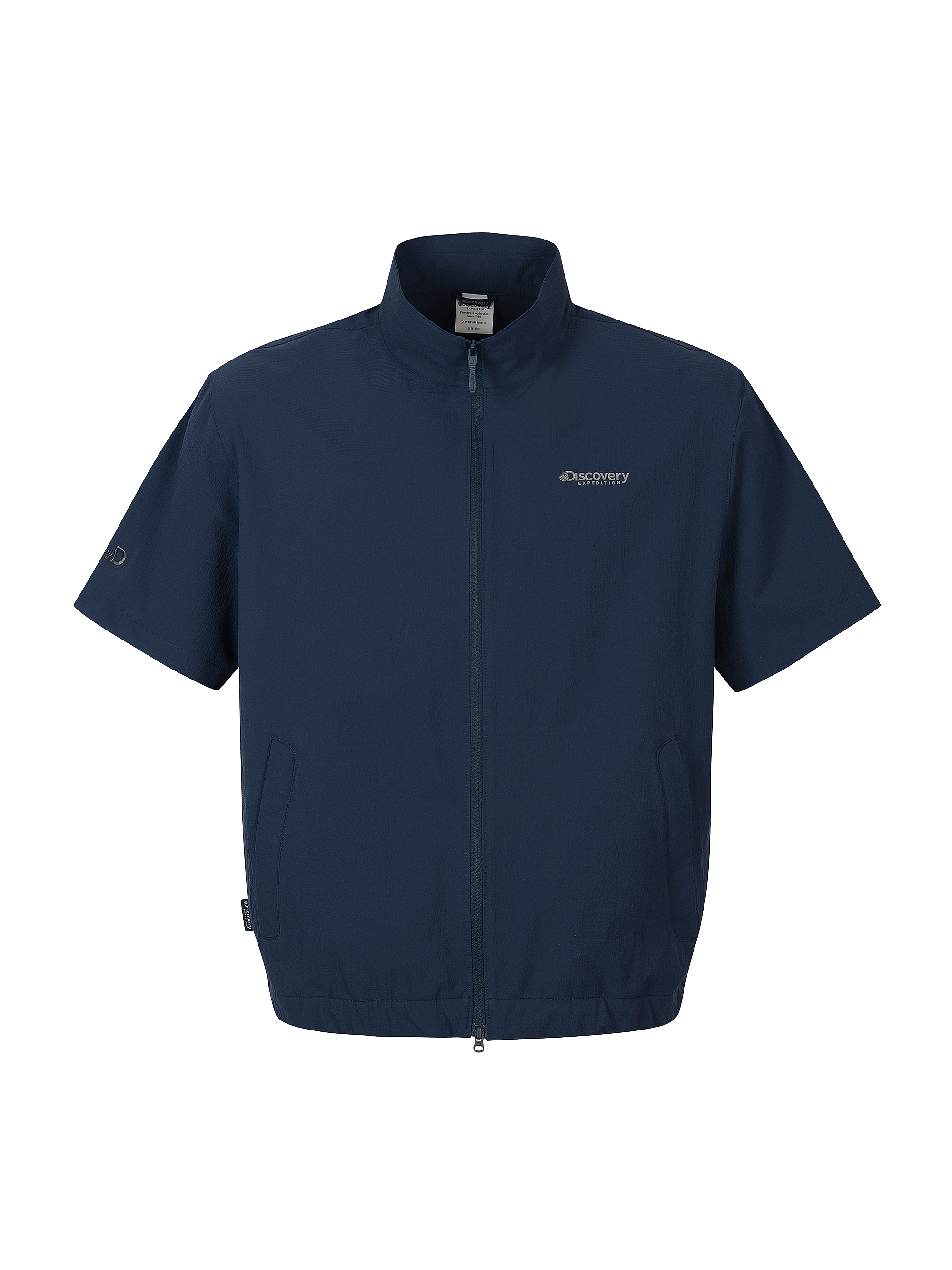 Men's Seersucker High Neck Short Sleeve Jacket