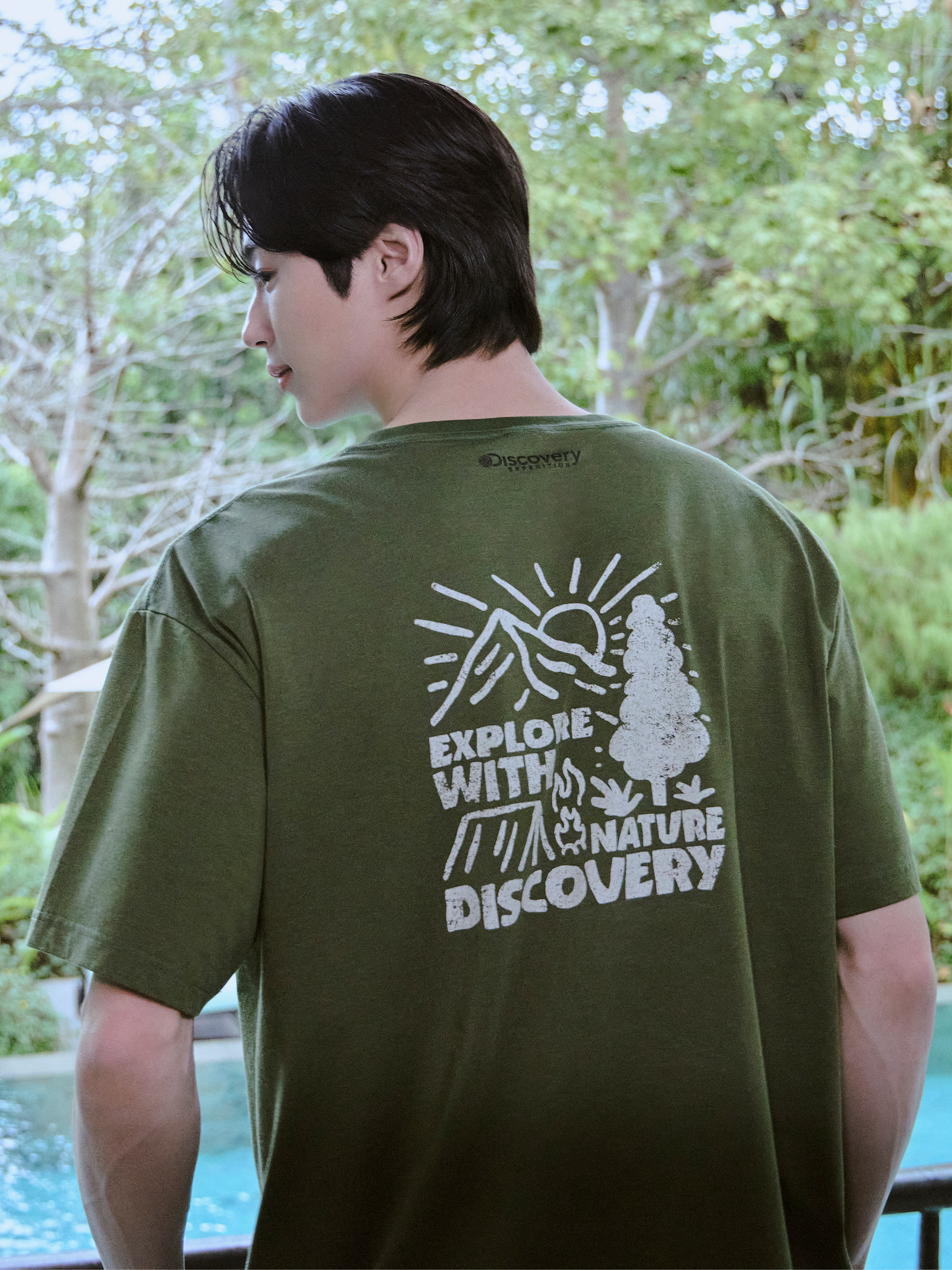 Freshvent Washed Camping Hand-drawn Graphic Short-sleeve T-shirt
