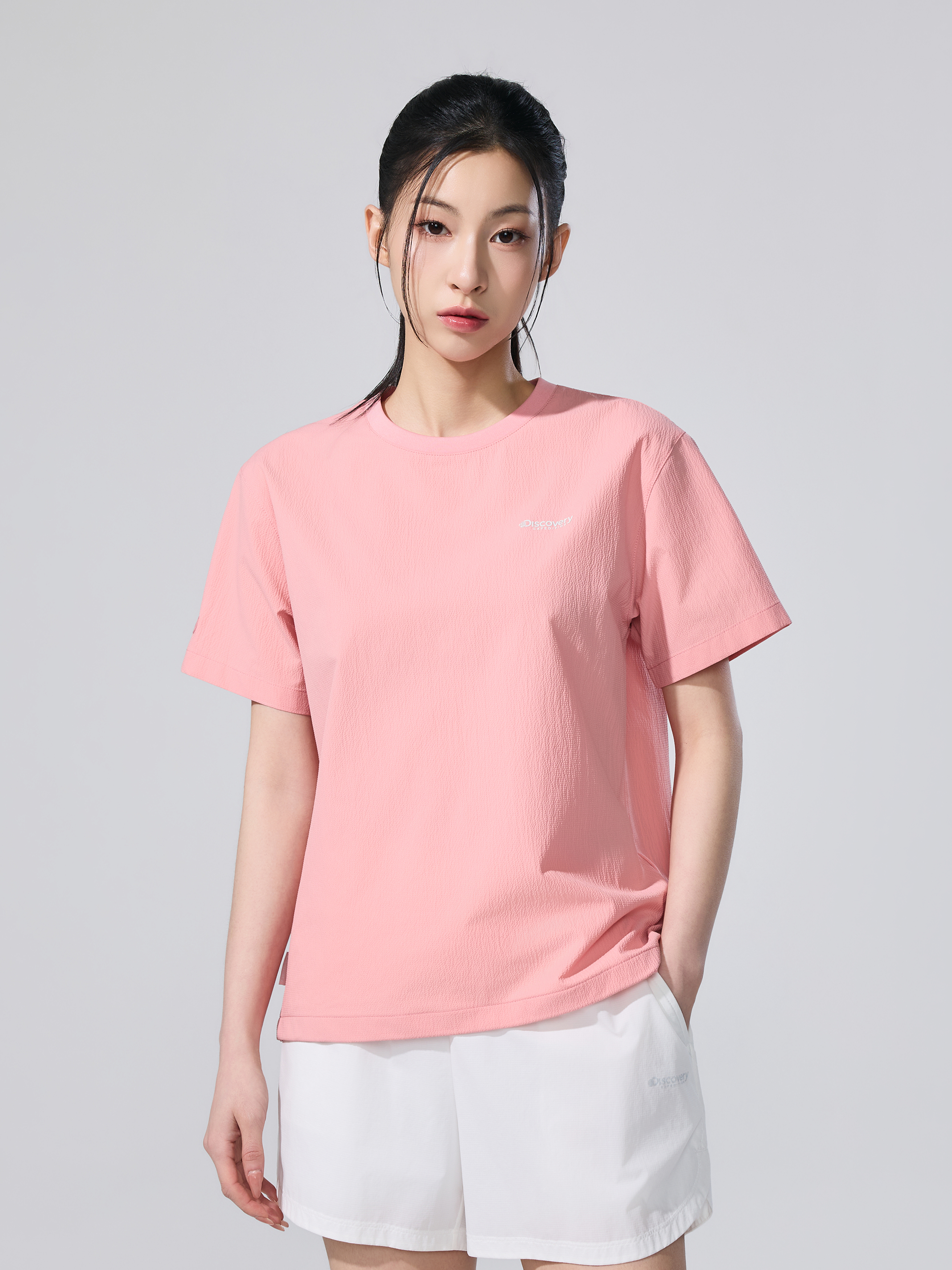 W's Seersucker Woven Short-Sleeve T-shirt