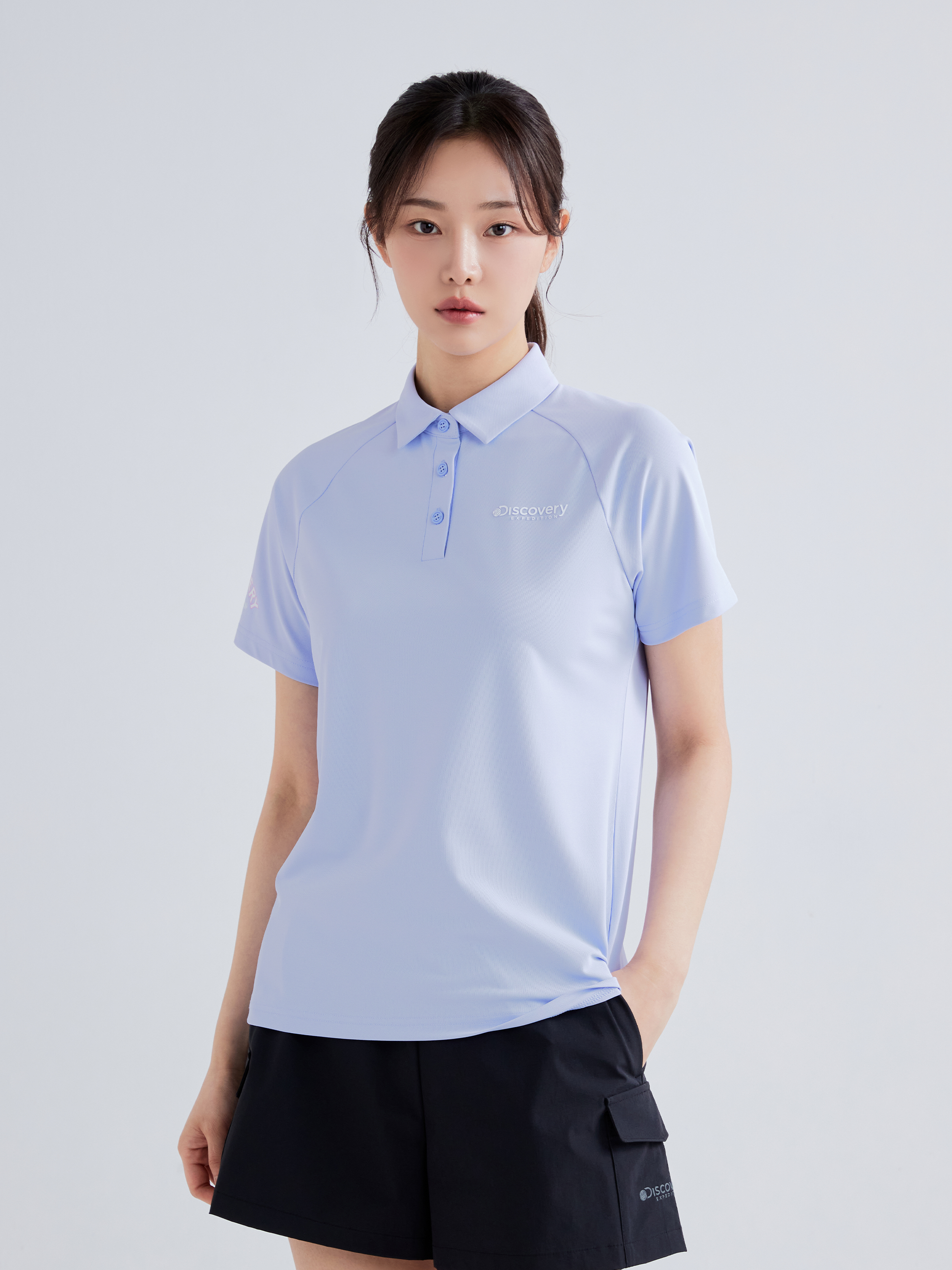 Raglan  Sleeve Point Collar T-shirt