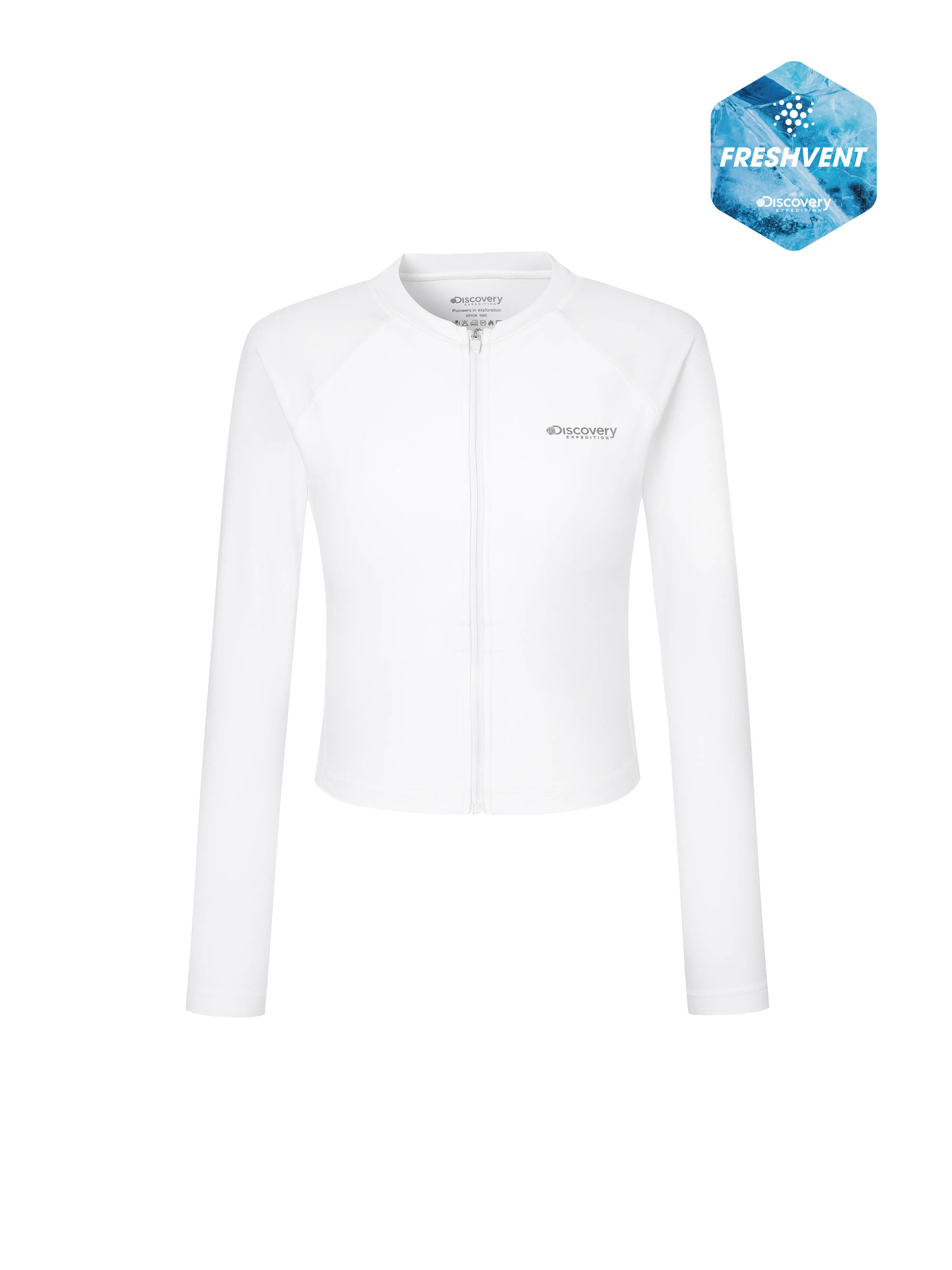 Freshvent Women's Essential Full Zip-up Semi Crop Rashguard