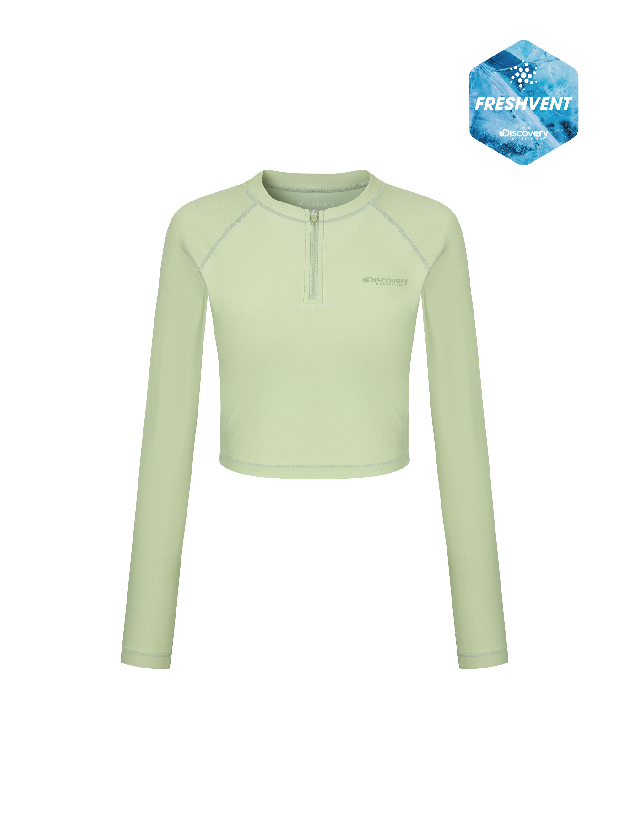 Freshvent Women's Essential Half Zip-up Crop Rashguard