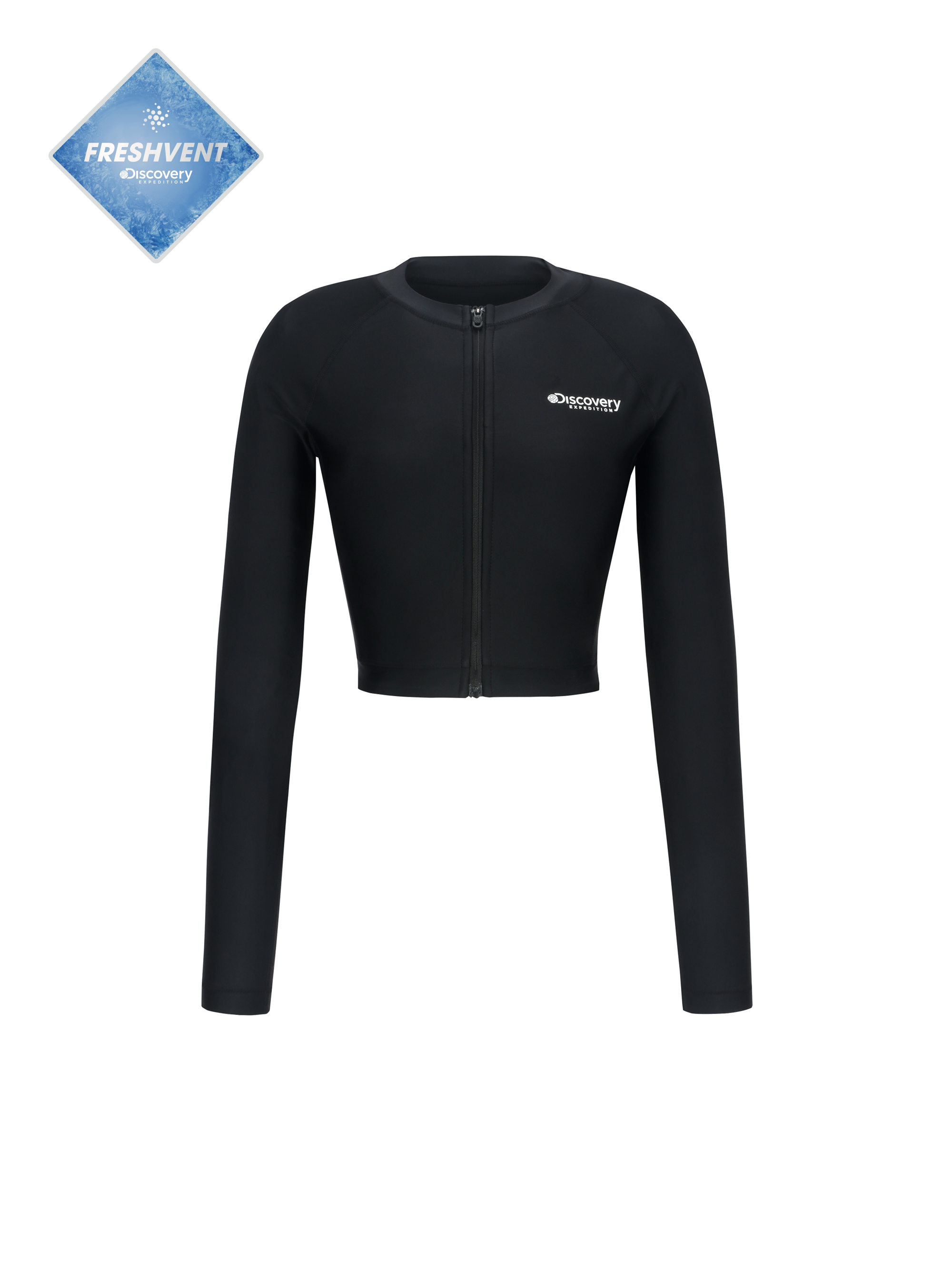 Basic Logo Zip-Up Crop Rash Guard