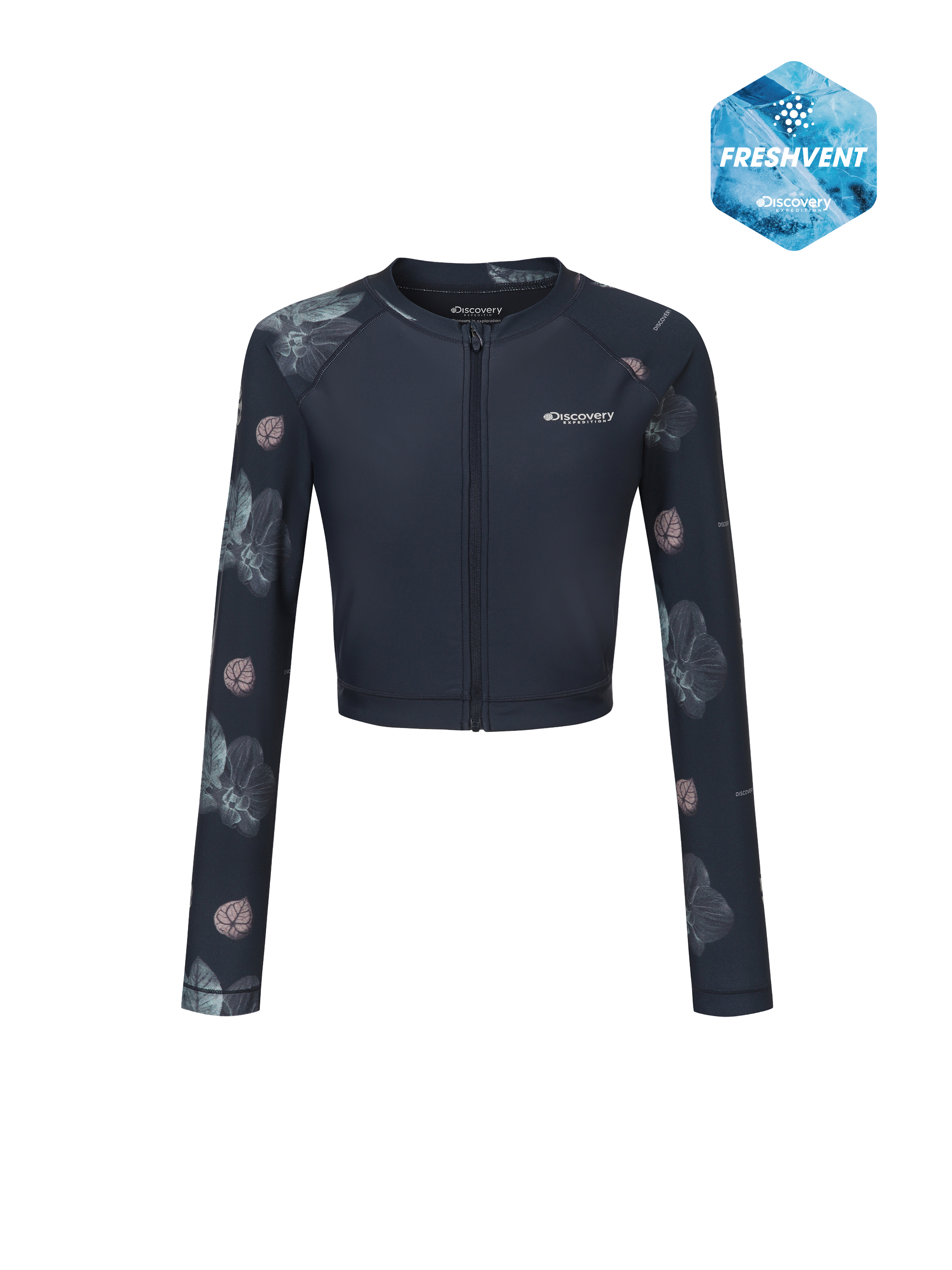 Freshvent Women's Essential Full Zip-up Crop Rashguard