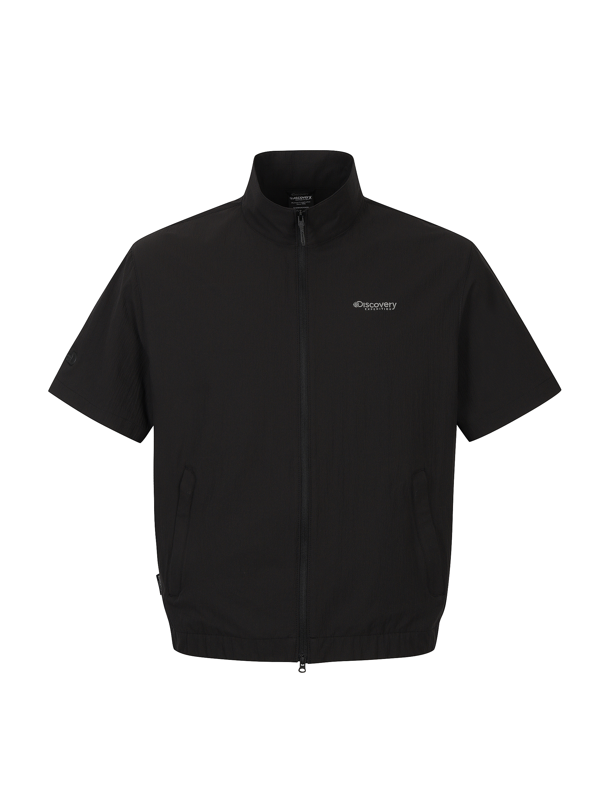 Men's Seersucker High Neck Short Sleeve Jacket