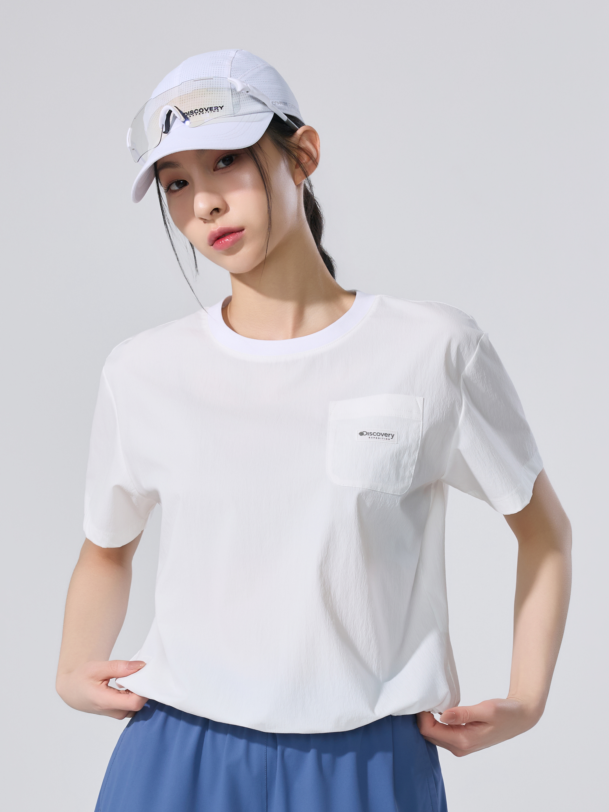 W's Freshvent Pocket Woven Short-Sleeve T-shirt