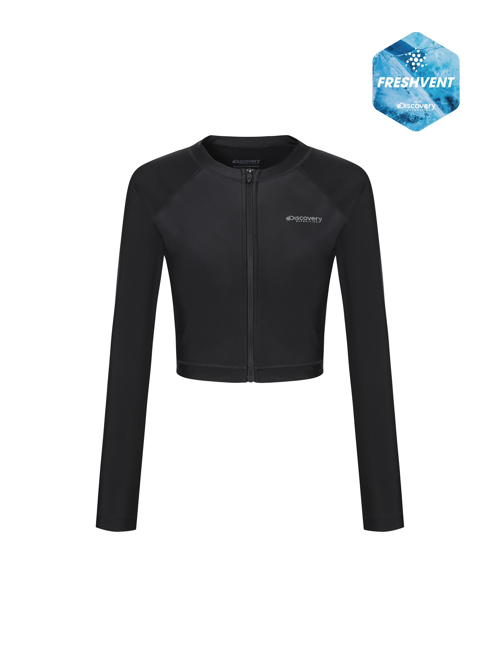 Freshvent Women's Essential Full Zip-up Crop Rashguard
