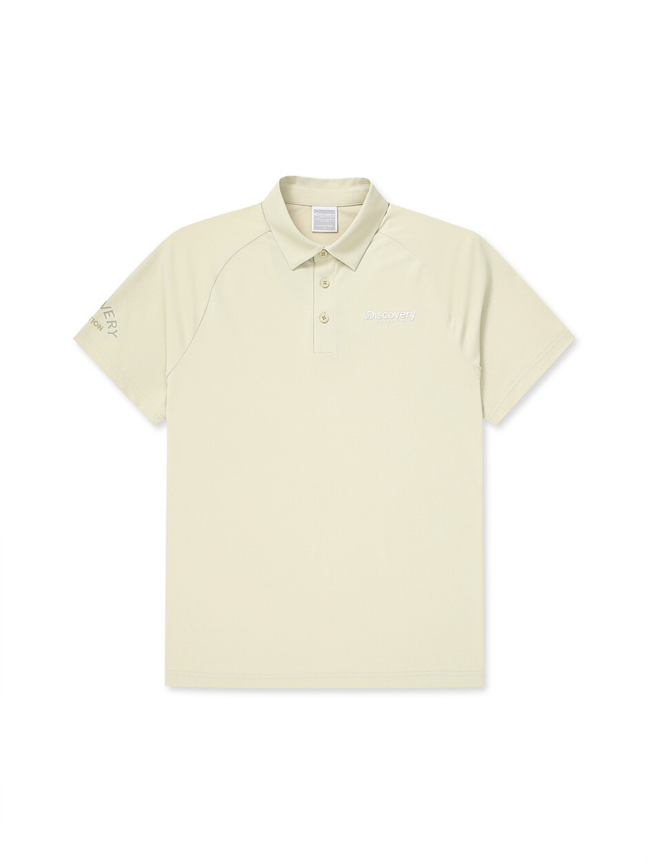 Raglan  Sleeve Point Collar T-Shirts Neon Beige