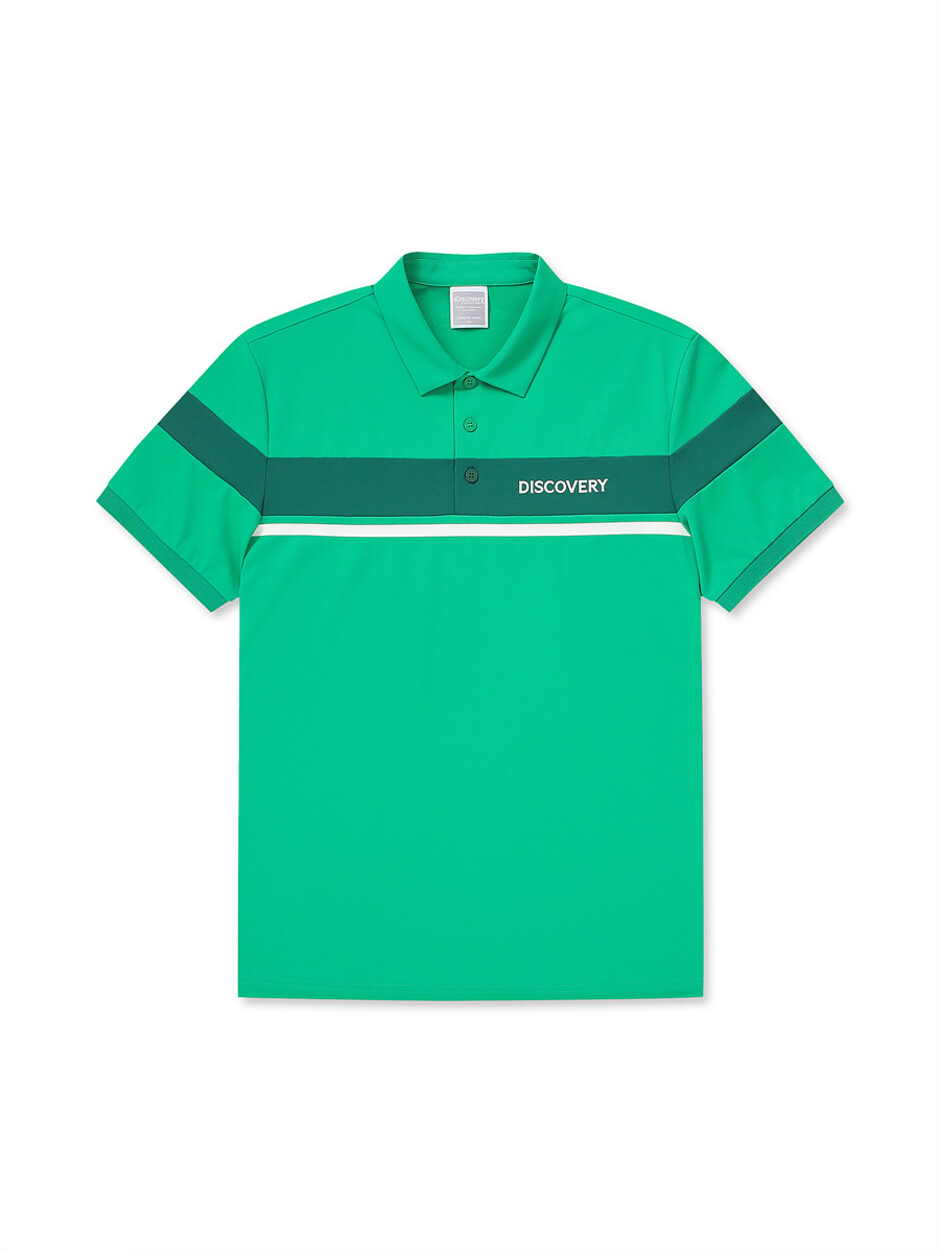 Color Block Collar T-Shirts Neon Green