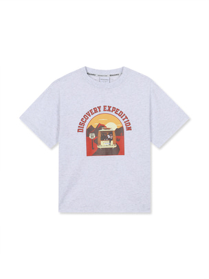 [KIDS] Family Main Crew Logo Graphic Shorts Sleeve T-Shirts L.Melange Grey
