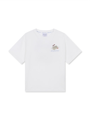 [KIDS] Family Main Crew Camping Graphic Shorts Sleeve T-Shirts Off White