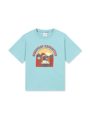 [KIDS] Family Main Crew Logo Graphic Shorts Sleeve T-Shirts D.Mint