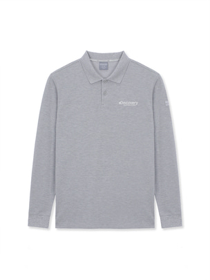 Ted Long-Sleeve Collar T-Shirts Melange Grey