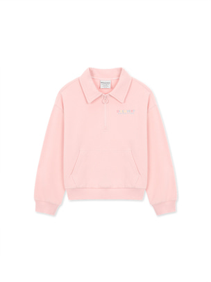 [KIDS] Girls Half Zip Collar Training Pink