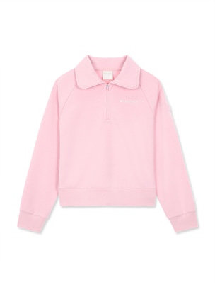 [WMS] Golf Semi Crop Half Zip-Up Sweatshirt Pink