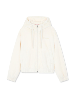 [WMS] Eco-Fur Hood Shorts Jacket Cream