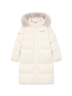 [KIDS] Premium Fur Goose Long Down Jacket D.Ivory