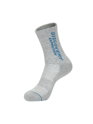 Double Logo Jacquard High Length Socks L.Melange Grey