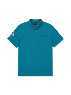 Sleeve Logo Collar T-Shirts Turquoise