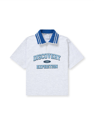 [KIDS] Varsity Logo Point Traning Half Zip-Up T-Shirt L.Melange Grey