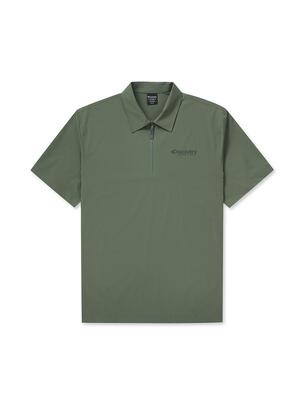 Woven Zip-Up Collar T-Shirts D.Khaki