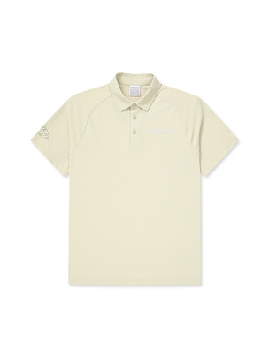 Raglan  Sleeve Point Collar T-Shirts Neon Beige